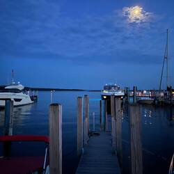 Moon over the harbor tonight just before the fireworks.