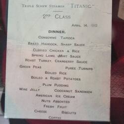 A menu from Titanic