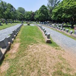 Titanic graves with the sliced off section to represent where the ice struck