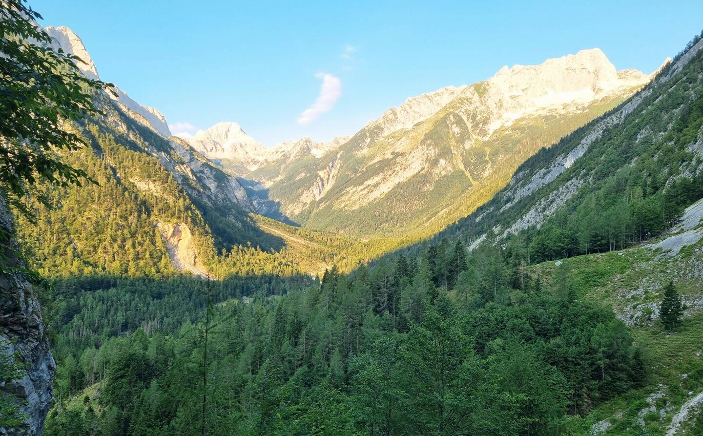 Aussicht auf dem Weg zum Pass Vršič...