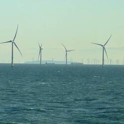 Lots of Windmills in the water for miles