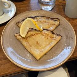 Mary had crepes with lemon and sugar in honor of Rowan.  They were delicious.