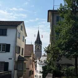 Looking down from Lindenhof Zürich towards St. Peter