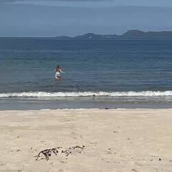 Baden bei 14 Grad außen und Wassertemperatur