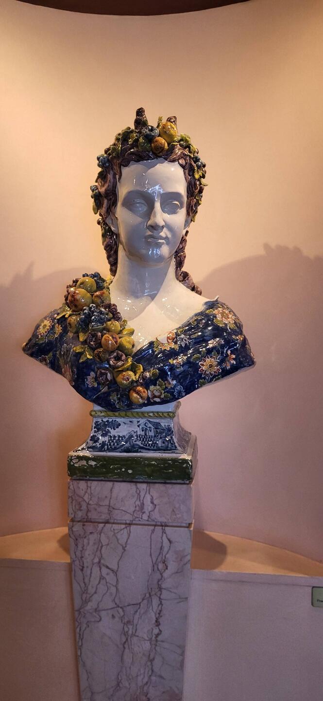 This lovely bust is near the Spa reception