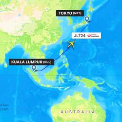Flight record for JL724 as recorded on FlightRadar24.