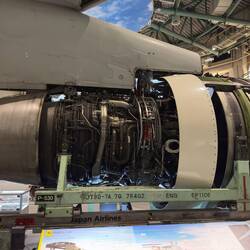 A Pratt and Whitney JT9D engine on display at the Museum of Aeronautical Sciences.