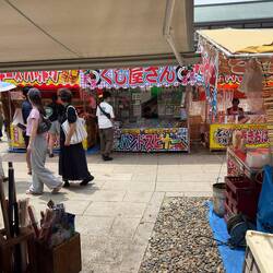 Street food stalls at the entrance of Narita Shinshoji.