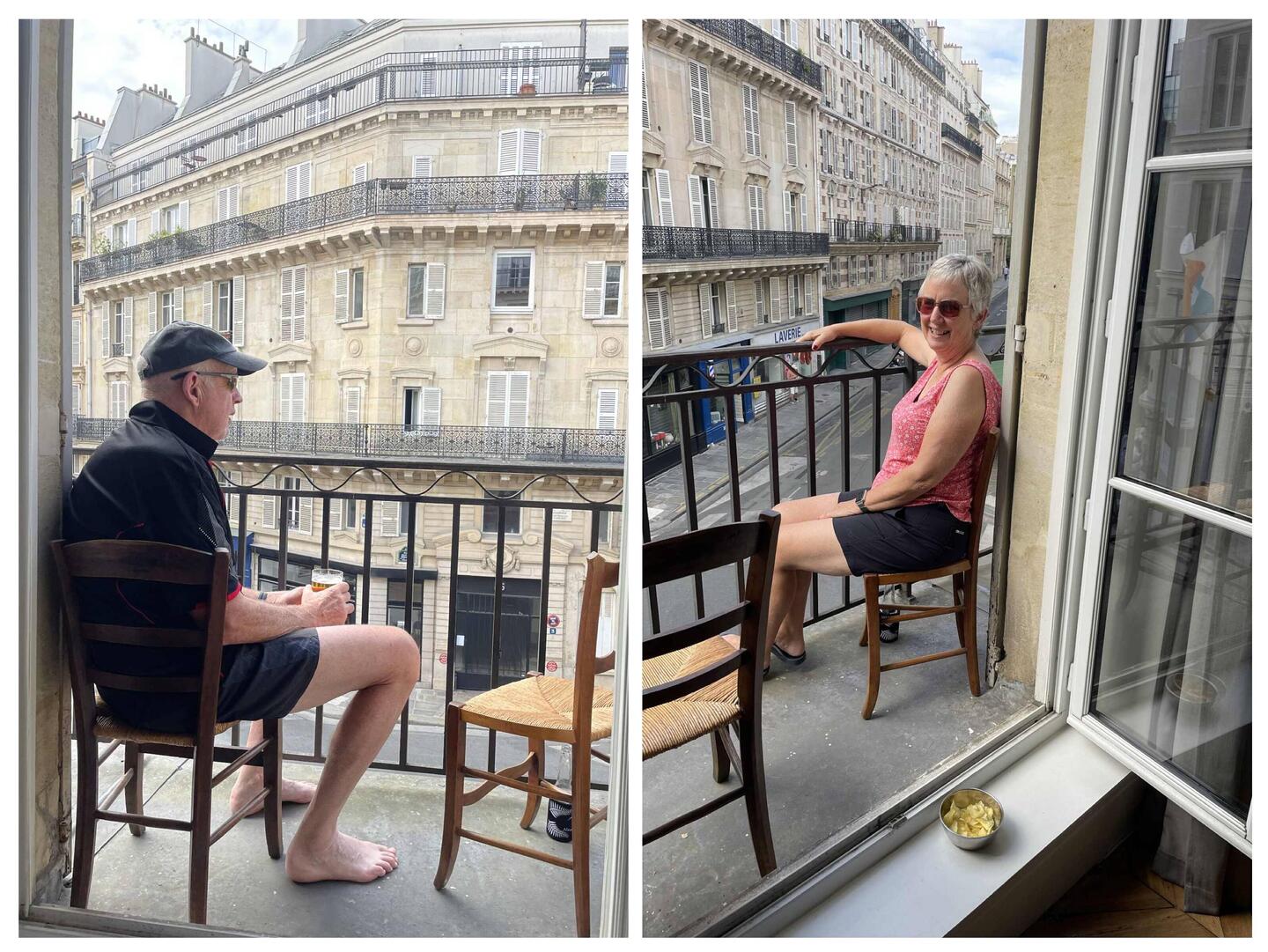 The balcony was tiny but watching Parisians going about their day in the sun was fun.