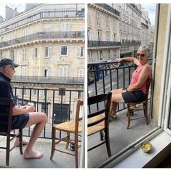 The balcony was tiny but watching Parisians going about their day in the sun was fun.