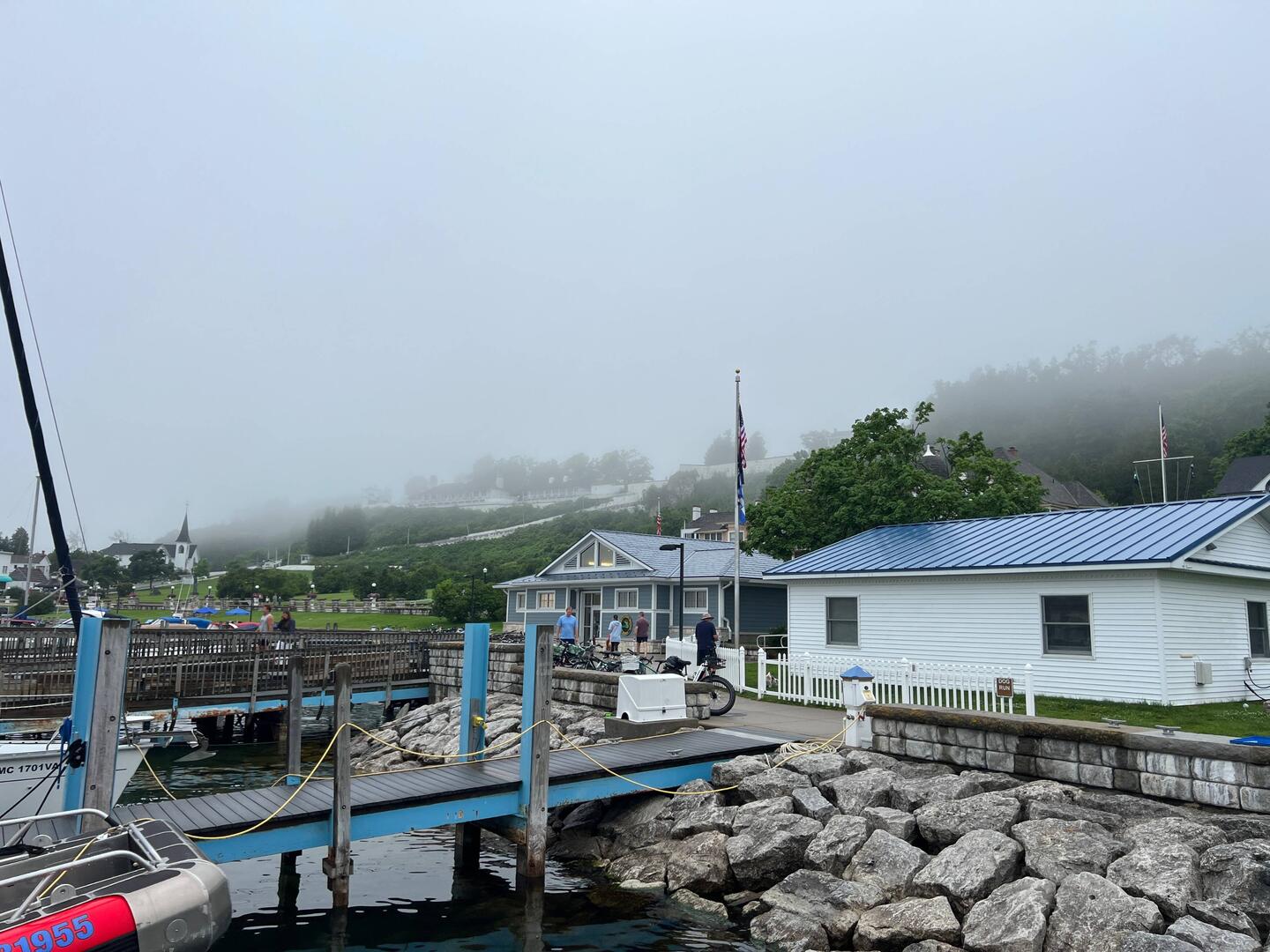 Fort Mackinac partially in the fog