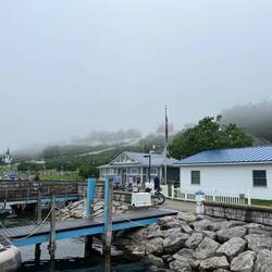Fort Mackinac partially in the fog