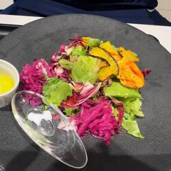 Jeff's salad at the Sakura First Class Lounge.