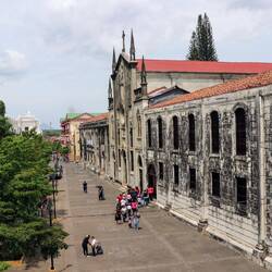 Monastery and bishop's villa (yellow building).