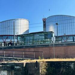Canal ride provided panoramic views of Strasbourg this is the European court of Human Rights