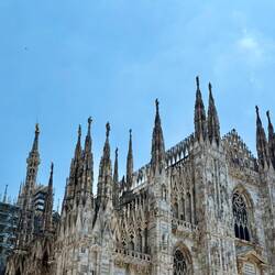 Some of the many spires on the Duomo