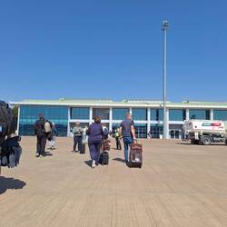 Arriving at Livingstone. Accepted a wheelchair and whisked to the front of immigration