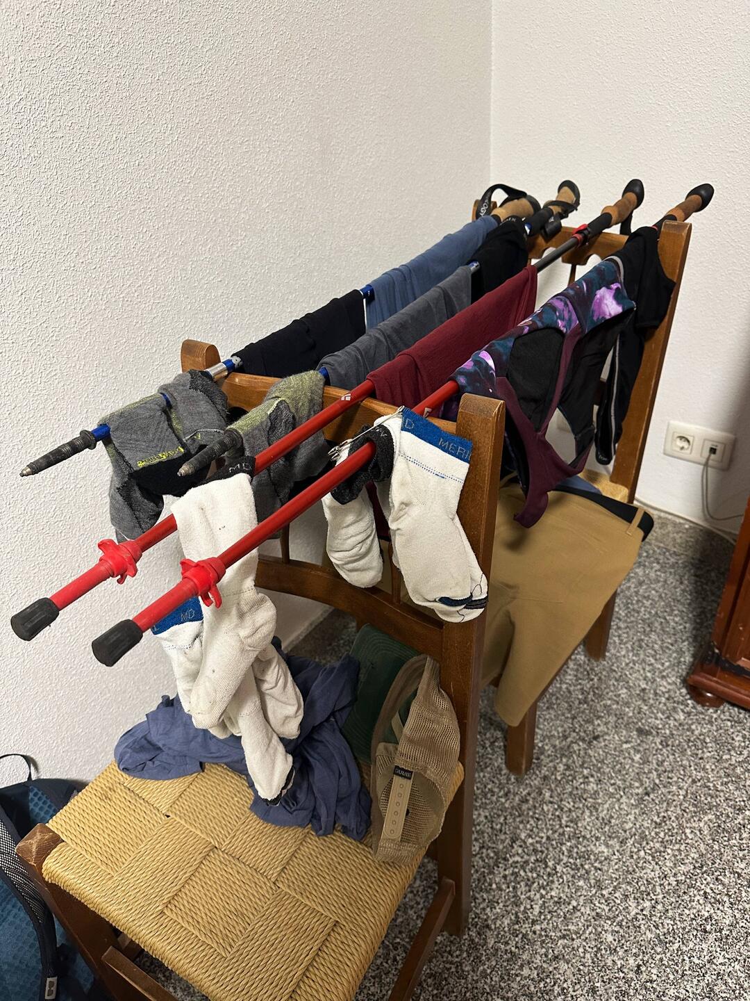Grace's great idea for drying our laundry.