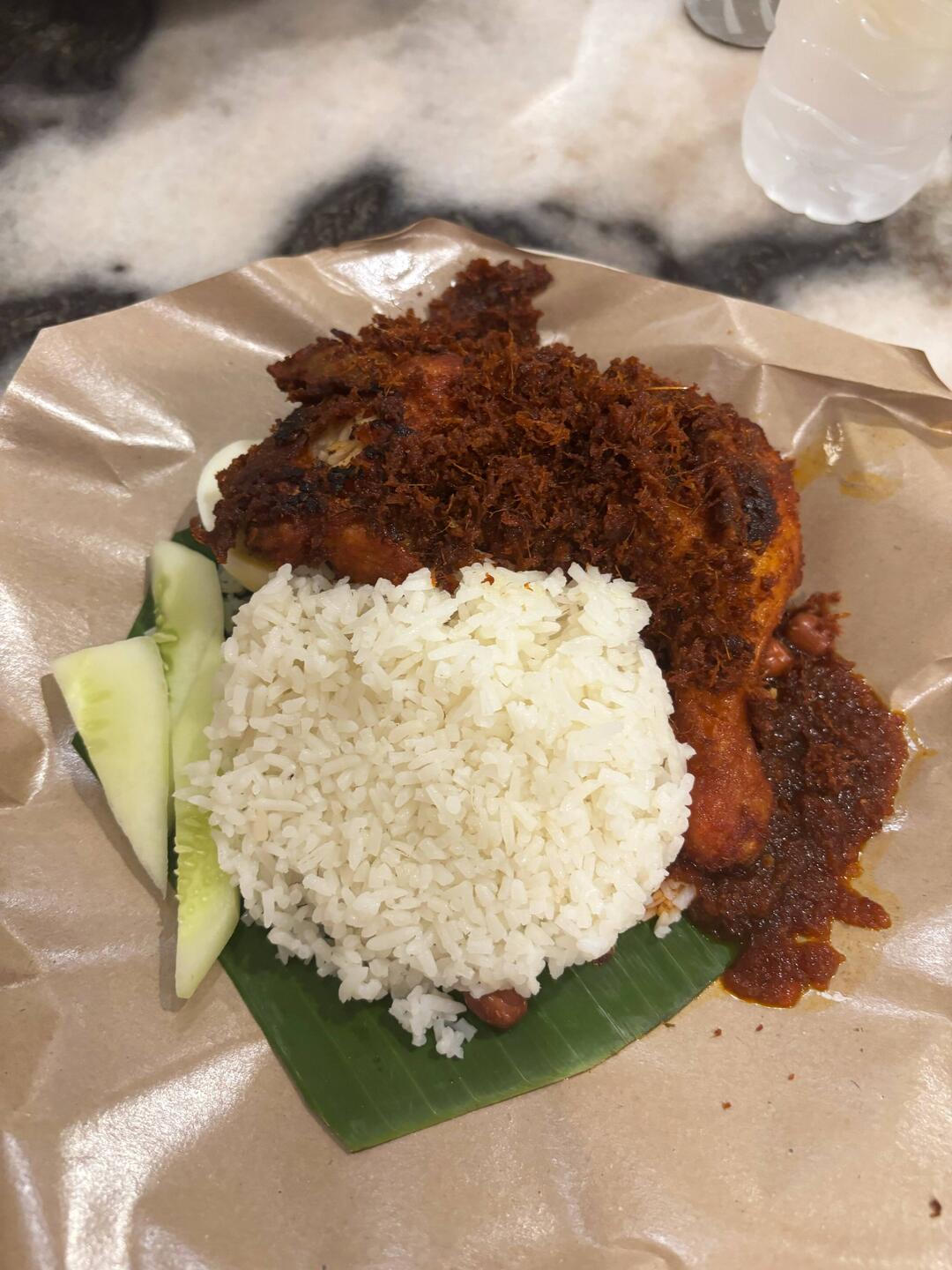 Nasi Lemak Ayam Goreng - recommended as the best dish on the menu and we completely agree! Approx $5
