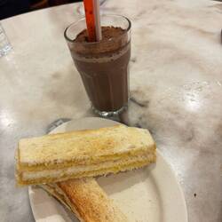 Butter & kaya toast, and milo dinosaur
