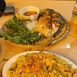 Plaice (Scholle) & Seafood fried rice