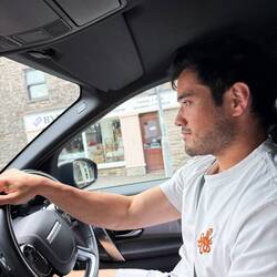 William driving us to the grocery store