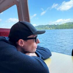 Chris on the ferry home