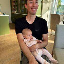 Chris' first time holding Billie!