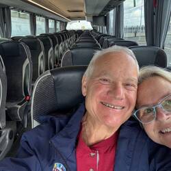 We took the ship's bus transfer to the hotel at Heathrow - we had the bus to ourselves!