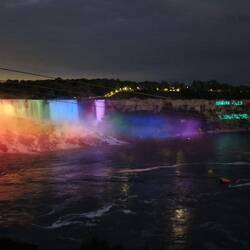 The American falls lit up
