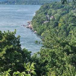 Right side of river &land USA, left side Canada