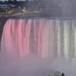Canadian falls during light show