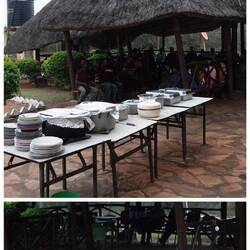 Party für 70 Personen. 3 Ziegen sind angerichtet