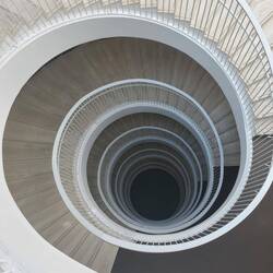 The Uni Library staircase looking down 8 floors