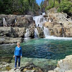 Me on rocks at Myra Falls