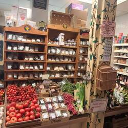 Spices, meats, produce, ready-made foods, & all sorts of things for sale.