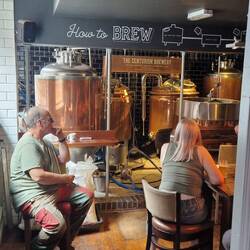 Enjoying a cheeky pint at the Centurion Brewery tap room on the way home