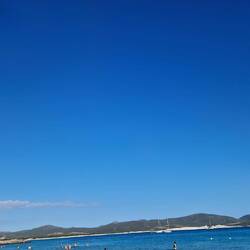 Mit Blick auf die Düne von Porto Pino