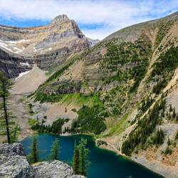Blick zurück auf den Lake Agnes