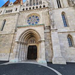 Crowned Mary in archway: King St Stephen offered her the crown as she was protector of Hungary