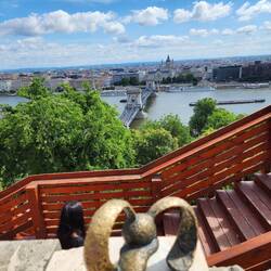 Overlooking the Chain Bridge and the flatness of Pest