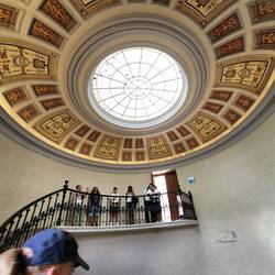 Ceiling and skylight of the Spiral Staircase Pavilion located in the Castle Garden Bazaar
