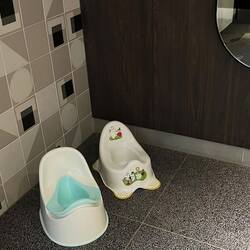 Little potties in the hotel lobby restroom.