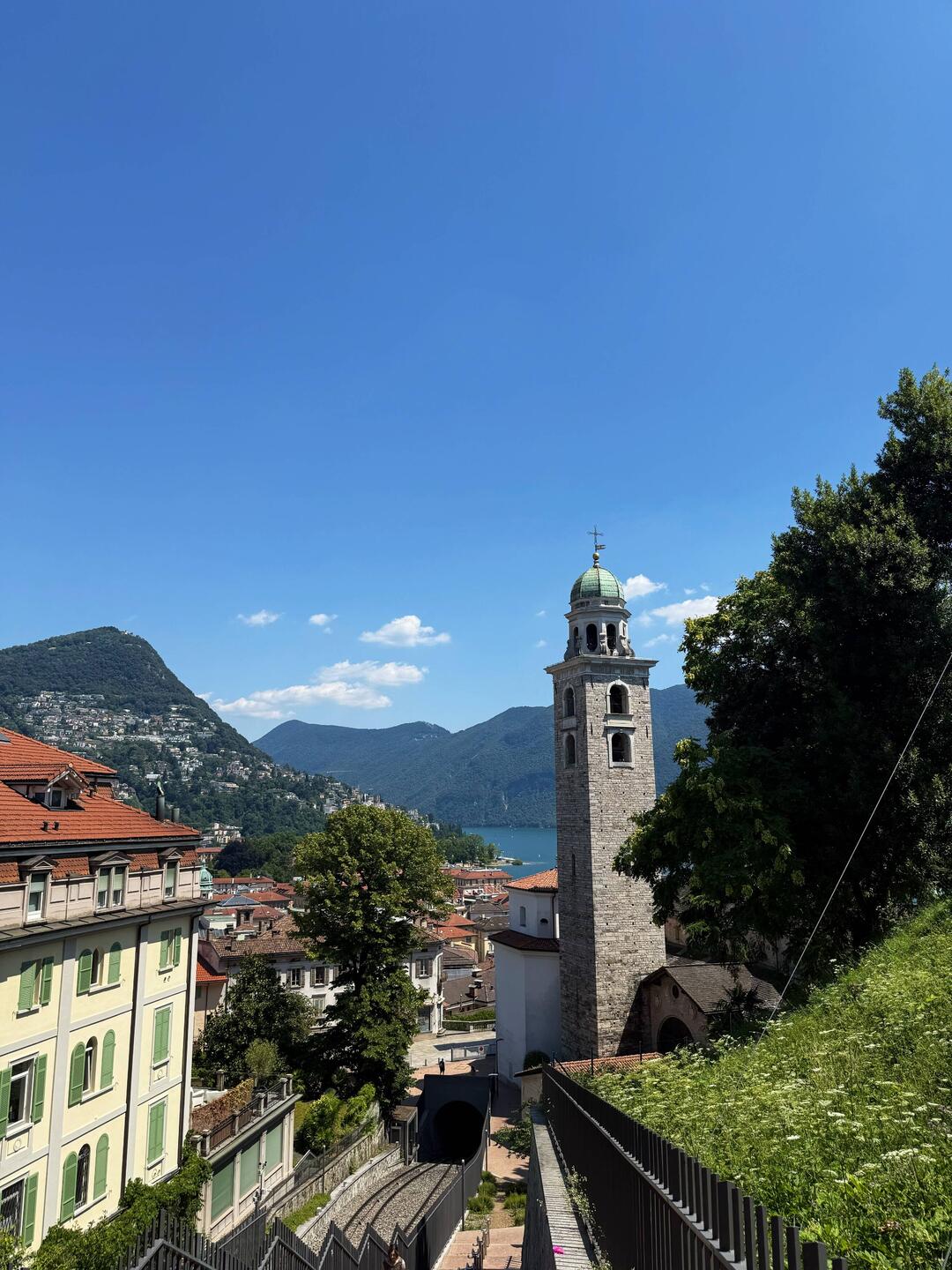The view from the train station steps.