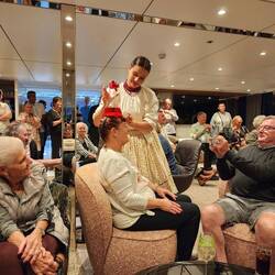 Diane getting the bottle on her head