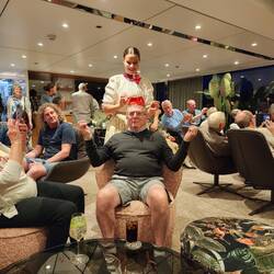 Ted getting the pre belly dancing lesson