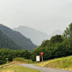 Looking back through the rain towards Artiga de Lin
