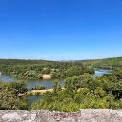 Liverdun, Moselblick von der Stadtmauer, rechts Friedhof, links Moselbrücle