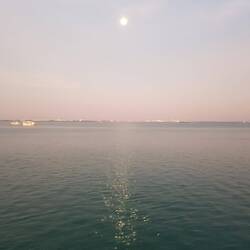 View from our table of (almost) full moon