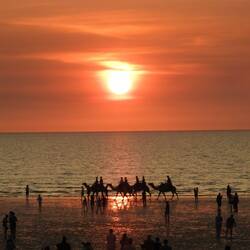 Sunset on Mindl Beach - with camels